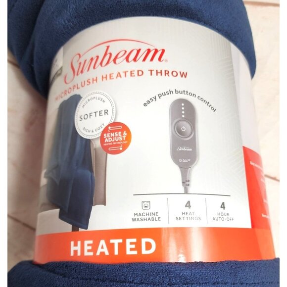 2023 Sunbeam Microplush Heated Throw - Rich & Cozy, Easy Push Button Control - Picture 7 of 12